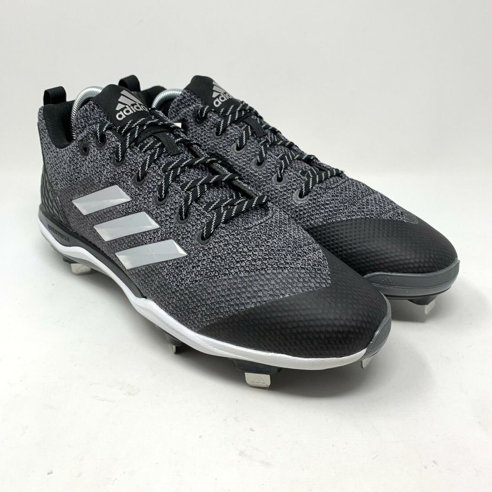 Adidas PowerAlley 5 Metal Baseball Cleats Men's size 13 Black Grey AC8386